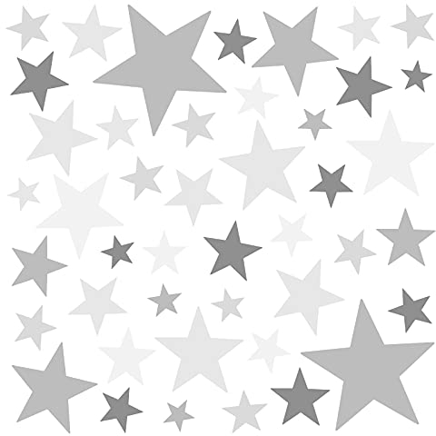 Little Deco Wandaufkleber 60 Sterne Kinderzimmer Junge Mädchen Stars I grau I Wandtattoo Schlafzimmer Wandsticker Set bunt selbstklebend DL394