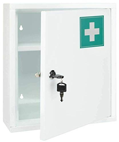 Homespired® Notfall-Erste-Hilfe-Medizinschrank aus Edelstahl, Wandmontage (inkl. Befestigungsschrauben), abschließbar mit 2 Schlüsseln, Edelstahl, 31x10x36 cm