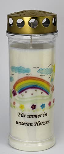 Grabkerze mit Spruch und Motiv Sternenkind, (21x7,5 cm) Grablicht mit 7 Tage Brenndauer (3941), Wetterfestes Trauerlicht mit Deckel, Hochwertige Trauerkerze, Edle Gedenkkerze aus Deutschland