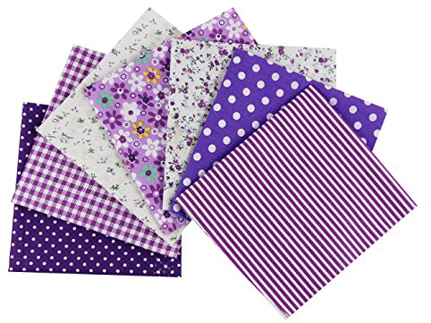 aufodara Baumwollstoff Patchwork DIY Stoffpaket 7 Stück 50 x 50 cm, Reiner Baumwolle Stoff, Stoffe zum Nähen, Quilten Basteln Handwerk Gewebe, vielfältige Mustern Quadrate Baumwolltuch (Lila)