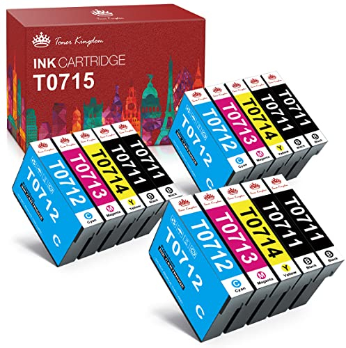 Toner Kingdom T0715 Epson T0711 T0712 T0713 T0714 Druckerpatronen Ersatz für Epson Stylus SX218 SX200 SX205 SX100 SX105 SX400 D92 DX4000 DX7400 BX300F BX610FW 12 Pack