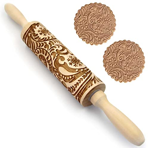 Nudelholz mit Paisley-Prägung, geprägtes Nudelholz mit Schneeflocken-Blumenmuster zum Backen von geprägten Keksen