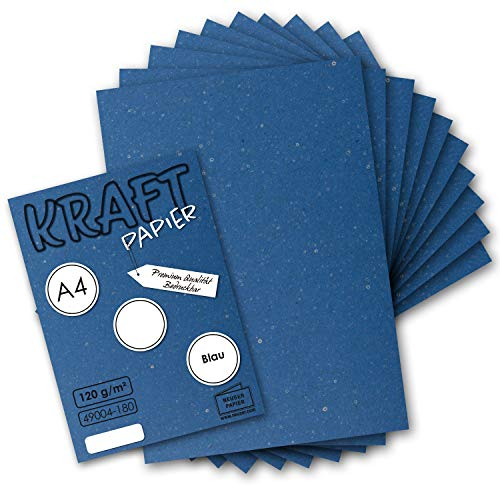 50 Blatt Vintage Kraftpapier in Blau DIN A4 120g Blaues Recycling-Papier, komplett ökologischer Brief-Bogen - Briefpapier - UmWelt by GUSTAV NEUSER