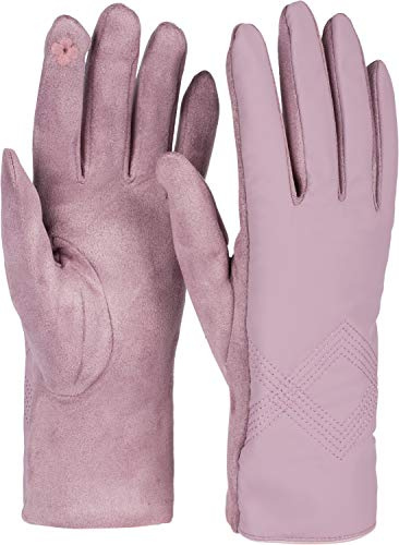 styleBREAKER Damen Touchscreen Handschuhe Zick-Zack | Wärmendes Fleece-Innenfutter, leitfähige Fasern am Zeigefinger, elastische Einheitsgröße (16-21 cm Umfang), Viskose-Mix.