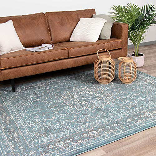 FRAAI Teppich Vintage - Miracle Oriental Blau 70x140cm - Polypropylen - Kurzflor - Vintage - Orientalisch - Wohnzimmer, Esszimmer, Schlafzimmer - Rug
