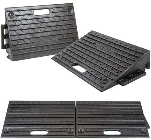 Street Solutions UK Rubber Kerb Ramps 4 Inch | Set of 4 | Heavy Duty Mobility Threshold Ramps for Wheelchairs, Cars Vehicles, Caravan, Scooter Wheels, Skateboard, Motorcycle, Disabled Chair & Dog