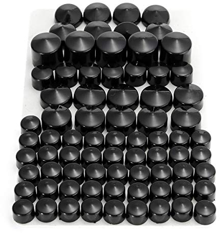 DKEKE 76pc Motorrad Schraube Chrom Schwarz Bolt Toppers Abdeckkappen Kit gepasst for Harley-Davidson Dyna Glide TWIN CAM 1991-2013 DKEKE (Color : Black)