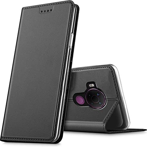 Verco Handyhülle für Nokia 5.4, Premium Handy Flip Cover für Nokia 5.4 Hülle [integr. Magnet] Book Case PU Leder Tasche, Schwarz