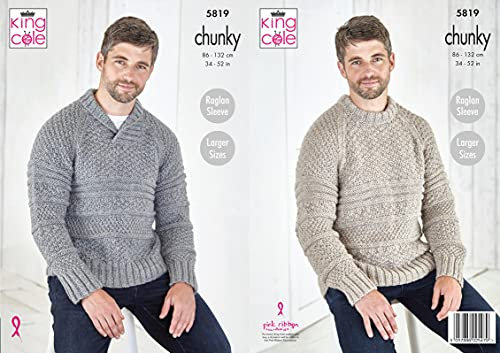 King Cole 5819 Knitting Pattern Mens Round Neck and Collared Sweaters in Big Value Chunky