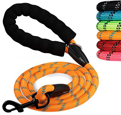 District North Reflektierende Hundeleine - 150 cm Lange Trainingsleine für Hunde - Bequem gepolsterte Führleine Dog Leash - Klasse Hundeleine für große Hunde (150cm, Orange)