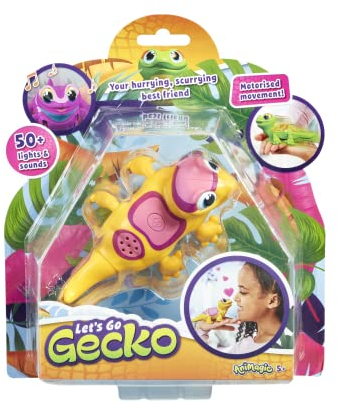 Animagic Let's Go Gecko (Gelb), Gecko Spielzeug ab 5 Jahren, Interaktives Kuscheltier, Kinderspielzeug