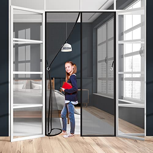 Zanzariera Magnetica per Porte 100 x 220 cm Totalmente Magnetica Auto Chiusura maticamente Anti Zanzare Calamite Tenda per Porte Finestre Balcone Soggiorno - Nero A
