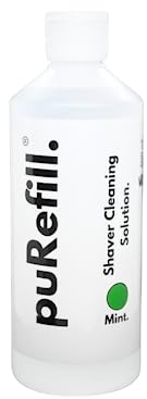 puRefill 500ml Shaver Cleaning Solution - Refill for Braun, Philips, Panasonic Cleaning Cartridges and Stations, Up to 3 Refills, Mint Fragrance, 500 ml (Pack of 1)