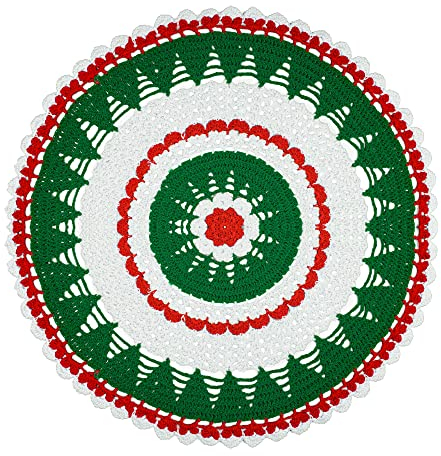 Qxzvzem Einteiliger 48,1 cm Weihnachtsdeckchen Häkeln für Kommoden und Beistelltische Handwerk große Deckchen Tuch Spitze Tischsets Untersetzer Baumwolle runde Tischdecke