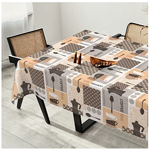 Wachstuchtischdecke Wachstuch Tischdecke abwaschbar Wachstischdecke Plastik-Tischdecken Premium Prägung Gartentischdecke Splenditex 180x140cm Schnittkante Coffeemania