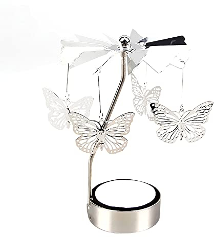 Schmetterling Teelicht Karussell Glas Teelichthalter Gold Teelichtglas Rotierender Kerzenhalter Eisen Metall Kerzenständer für Valentinstag Deko Geschenk Hochzeit Dekoration Wohnzimmer Tischdeko