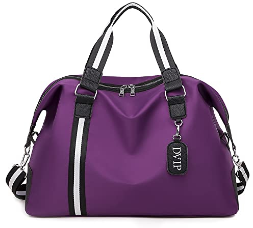 Vllcsla Reisetasche Sporttasche Damen Große 48x20x33 cm, Damen 32L Reisetasche Weekender mit Nassfach, Einfarbig, Rutschfester Boden, Heavy Weekender Fitness Duffle Tasche Handgepäck (Lila)
