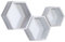 PHOENANCEE Hexagon Wandregal, Wohnzimmer Deko Wand, Holz Hängeregal für Schlafzimmer, 3er-Set(Verwittertes Weiß)