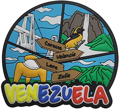 Mokarta Imán para Nevera de Venezuela con paisajes de Caracas, Valencia, Lara y Maracaibo, un Recuerdo con Orgullo venezolano, Caucho, 7 x 7,50 cm