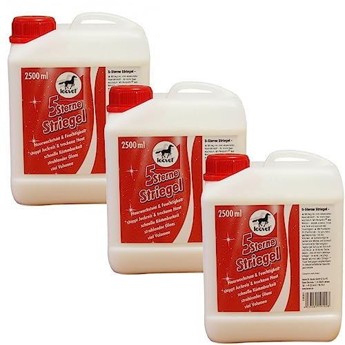 RL24 leovet - 5-Sterne Striegel – 3 x 2500 ml Kanister (3er Set) | Mähnenspray für Pferde schützt vor Schmutz – Schweifspray für Glanz & Kämmbarkeit – stoppt Juckreiz & trockene Haut