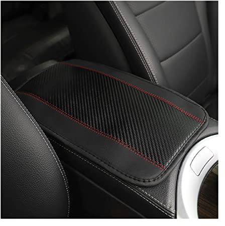 JNNJ Copri Bracciolo Auto, Cuscino Console Centrale Auto Antiscivolo Imbottitura Bracciolo, Auto Bracciolo in Pelle PU Pad, Copertura Console Centrale per La Maggior Parte Dei Veicoli (Nero)