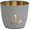 Seaside No.64 - Maritime Windlichter Baltic aus Metall mit ausgestanzten Motiven - Verschiedene Farbkombinationen für Teelichter & Stumpenkerzen in Haus und Garten (Anker - hellgrau, Gold)