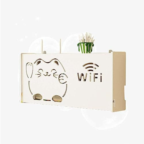 Wandmontage Router Kasten WLAN Box Verstecken Router Box Wand Holz Steckdosen Verstecken An Der Wand Wandmontierte RegalstüTze,B52x9.5x25cm