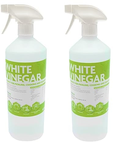 Hexeal White Vinegar 2L Spray – 2 x 1L Bottles of Food Grade White Vinegar for Cooking, Cleaning, Pickling & Baking – Cleans Surfaces, Deodorises & Removes Grime