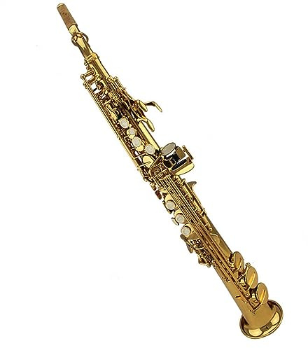 Saxophon Einsteiger-Messingkorpus, Goldlack, Gerades Hochtonsaxophon, Mit Koffer Und Zubehör