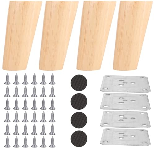 CYEER Lot de 4 Pieds de Meuble Bois 10cm, Pied Meuble Bois, Pied de Meuble Bois, Pied canapé, Pied de canapé, Pieds canapé, Pied de Meuble