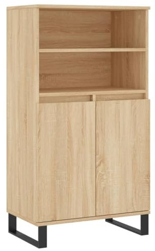 vidaXL Buffet Haut, Armoire avec 6 Compartiments et Portes, Meuble de Rangement avec Pieds Salle de Séjour, Industriel, Chêne Sonoma Bois d'Ingénierie