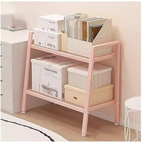 zktoermn 2/3/4-Tier Ladder Shelf, Freestanding Bookshelf Multifunctional Storage Shelves Space Saver for Garden, Balcony, Living Room, Bedroom (Color : Pink, Size : 60x26x60cm)