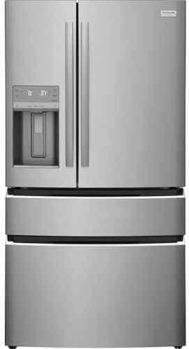 Frigidaire 36 Inch Freestanding French Door Refrigerator with 26.3 cu. ft. Total Capacity,Custom-Flex Drawer, Gallon Bins, and External Ice/Water Dispenser in Stainless Steel GRMS2773AF
