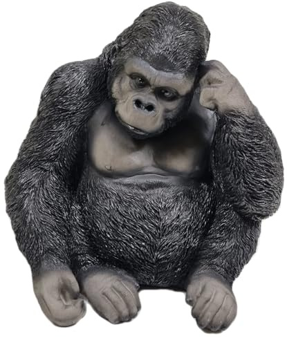 Fachhandel Plus Dekofigur Gorilla Enrico nachdenklich Gartendeko Tierfigur Indoor Outdoor