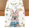 Ostern Tischläufer, Ostereier Kaninchen Hasen Blumen Ostertischläufer mit Hase Osterei Muster Ostern-Tischläufer Frühling Osterparty Tischdekoration für drinnen und draußen Esstisch 72x13 Zoll