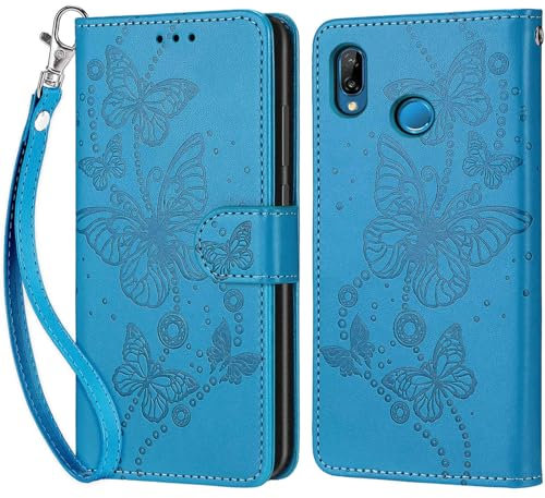 Cover Compatibile con Huawei P20 Lite/Huawei Nova 3e, Premium Pelle PU Portafoglio Flip Libro Custodia per Huawei P20 Lite [Protezione Completa] - Blu