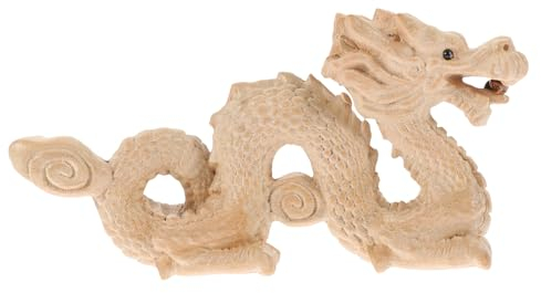 MAGICLULU Figurine De Dragon Bois Sculpté Décoration Chinoise Artisanale pour Bureau Et Maison Ornement Bois Et Élégant