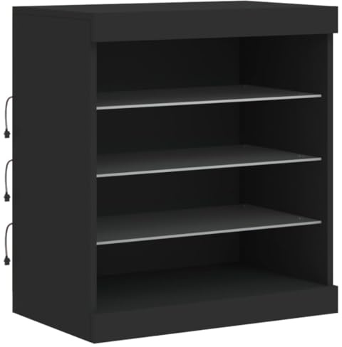 vidaXL Sideboard, Kommode mit viel Stauraum, Highboard Schrank mit LED-Leuchten, Anrichte Beistellschrank Standschrank, Modern, Schwarz