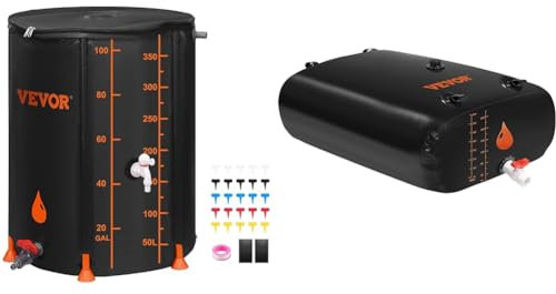 VEVOR 100 Gallon Collapsible Rain Barrel, Portable Rainwater Collection System Water Storage Tank & Portable Water Storage Bladder,143 Gallon Large Capacity Water Storage Containers