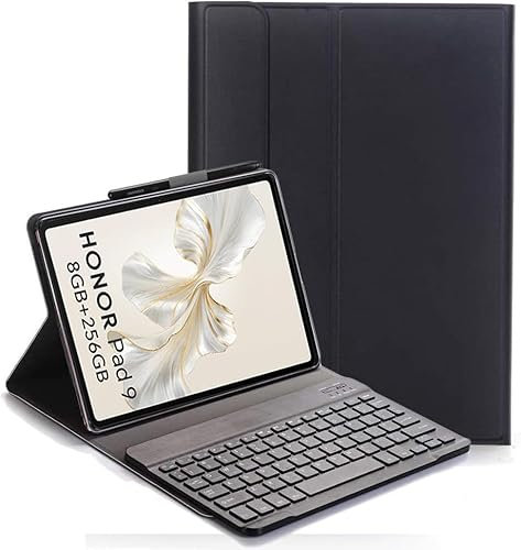 YHFZR Clavier étui pour Honor Pad 9 Tablet, AZERTY Slim PU Housse Détachable Wireless Clavier Keyboard sans Fil Coque pour Honor Pad 9 Tablet 12,1 Pouce, Noir