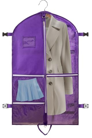 Premium Kleidersack,Faltbare kleidersack mit 4 taschen Tragegriff und Schnallen,Kleidersäcke für Anzug Vollkleid mit Reißverschluss. Faltbar Kleidertasche fü Reisen Lagerung Tänzer Frauen Kinder