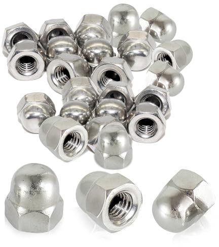 Scettar 100 Stück Hutmuttern M4 Edelstahl, DIN1587 M4 Muttern, 304 Sechskant-Hutmuttern, Hohe Form A2 V2A Hutmutter, Kappenmuttern für Schrauben Gewindestangen & Gewindebolzen