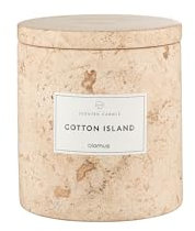 blomus Duftkerze FRABLI | Kerzengefäß aus Travertin | Farbe Travertin | Duft Cotton Island | Größe L | 10Ø x 11H cm | Kerze aus Sojawachs mit Geschenkverpackung