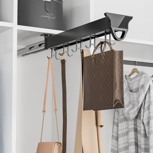 Organizador Extraíble De Ollas Y Sartenes, Riel Para Colgar Soporte De Armario De Aleación De Aluminio Con Ganchos Ajustables, Perchero Para Corbatas De Armario, Colgador De Bufandas Para(41cm/16.14in