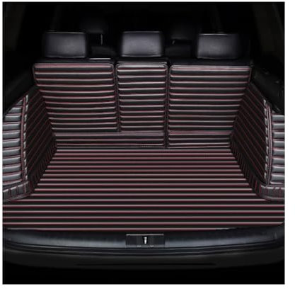 Auto Leder Kofferraummatten für BMW X5 G05 2018-2023, wasserdichte Kofferraumwanne Kofferraum Schutzmatte Vollabdeckung Innenmatte Zubehör,D/Black Red