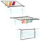 FLOMAR - Stendibiancheria da Balcone e Parete 53x120 cm - Stendibiancheria con Kit Incluso per Ringhiera Tonda o Quadra - Stendino da Esterno in Alluminio Tubolare Grigio