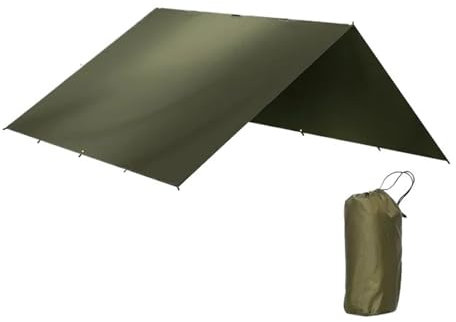 Zeltplane Camping Zelt Tarp 4x4meter 4x3meter 3x3meter Plane Zelt Wasserdicht Camping UV Schutz Outdoor Wandern Rucksackreisen Zelt Plane Camping Tourist Strand Sonnenschutz(4X4 Olive Green)