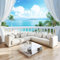 Fototapete 3D Balkon Meerblick Aus Dem Fenster Blau Vlies Tapeten Wandtapete 250x175 cm Moderne Wanddeko Design Wand Dekoration Wohnzimmer Schlafzimmer