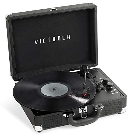 Victrola Journey+ Bluetooth Suitcase Record Player - Built-in Speakers, Vinyl Record Player 33-1/3, 45 and 78 RPM, RCA Output, Headphone Jack, Streaming