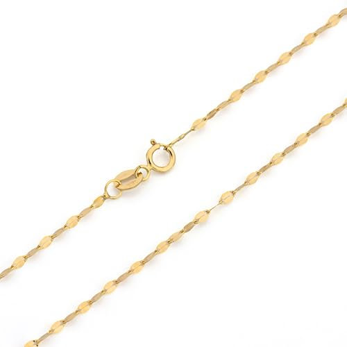 mosa & co. - Goldkette für Damen Gold 585 Echtgold Halskette 14k - Modell Rombo mit Federringverschluss - made in Italy (Fein, 50 cm)